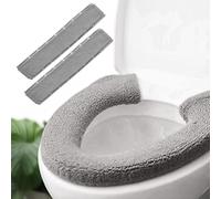 JorgenZ Toilet-seat Cushion Warmer Cover-Pads - Toilet seat Cover Pads Plush Bathroom Warmer with Self-Adhesive Tape 2 Pairs Gray
