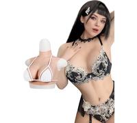 JORGISH Breastplate Silicone Breast Forms B-G CUP Breast Plates for Crossdressers Drag Queen Mastectomy,White,Cotton Filler,E CUP