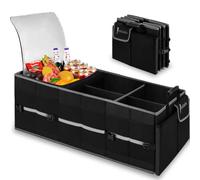 Jorindes Car Boot Organiser Storage: Car Storage Organiser With Cooler Bag - Durable Waterproof Camping Organiser 3 Large Box 5In1 - Adjustable Straps Boot Tidy for Car (Boot Organiser Without Lid)