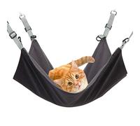 Jorisa Pet Cat Hammock for Cage,Waterproof Nylon Fabric + Soft Warm Plush 2 in 1 Summer & Winter Hanging Bed for Small Animals,Pet Nest Mat Hammock for Cat Rabbit Rat Hamster(56cmx42cm,Black)