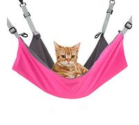 Jorisa Pet Cat Hammock for Cage,Waterproof Nylon Fabric + Soft Warm Plush 2 in 1 Summer & Winter Hanging Bed for Small Animals,Pet Nest Mat Hammock for Cat Rabbit Rat Hamster(56cmx42cm,Rose Red)