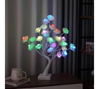 JORIX Christmas Rose Tree Light Remote Control Lamp USB & Battery Powered 16 Multi-Color Changing Bedside Night Light Desk Lamp for Father Day Gift Halloween Party Indoor Home Décor