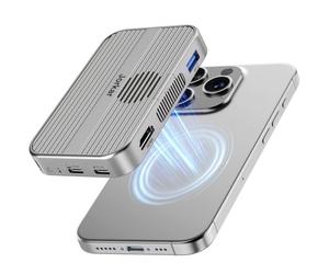 Jorkar Magnetic Docking Station 10Gbps with M.2 NVMe SSD Enclosure, USB C 3.2 Hub for iPhone 17/16/15 Pro/Pro Max/Plus with Cooling Fan, Support SSD Size 2230/2242/2260/2280 B+M M-Key