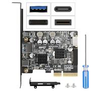Jorkar PCIe to USB 3.2 Gen 2 Expansion Card, 10Gbps PCI-E Card with USB C + Type A + Internal 19 Pin Connector + Type-E A-Key Front Panel Add-On Adapter