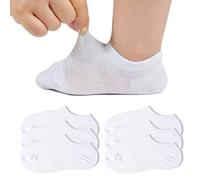 Jormatt 6 Pairs Toddler Little Girls Boys No Show Socks Thin Cotton Soft Anti Slip Low Cut Socks Breathable With Grips, White M