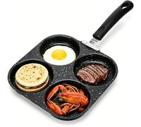 JORMEY Fried Egg Pan, 4-Cup Omelet Pans Nonstick, Versatile Breakfast Skillet Omelette Pan Aluminium Alloy Egg cooker for Eggs, Pancakes, Plett, Crepes, Compatible (Black B)