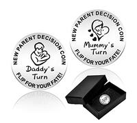 Jormftte New Parents Decision Coin, Flip Coin for Mum Dad with Box, Engraved Stainless Steel Fun Coin for Decision Making, Novelty for Mum Dad New Baby Parents, Baby Shower