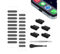 Jormftte Set of 9 USB C Dust Plugs, Mobile Phone Dust Protection Kit, Telephone Speaker Dustproof Mesh Stickers, Telephone Handset Cleaning Brush, Type C Anti Dust Plug Dust Cover