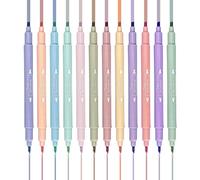 Jormftte Soft Pastel Double Highlighters Pens, 12 Pcs Mild Assorted Colours, Quick Dry No Bleed Dual Tip Cute Markers, for Student Office Classroom