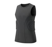 Jormino Rugby Compression Top with Integrated Rib and Back Padding, Combat Sports Protective Shirt Black M