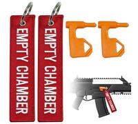 JORMIX 2 Pack Universal Chamber Safety Flags for Rifles Pistols Handguns Shotguns with Bright Color Tags Red Embroidery Keychain Empty Chamber Tags (Red)