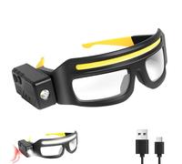 JORMIX LED Glasses Rechargeable Headlight Glasses with Motion Sensor & Touch Control, 5 Modes USB C Light Up Glasses for Running Camping Fishing Cycling Hiking Hands Free Lighted Eyewear