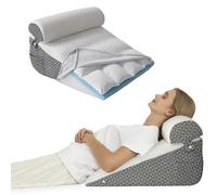 JORNH 3pcs Wedge Pillow Support Cushion, Support Pillows with soft Cushion,Memory Foam Pillow for Sleeping, Incline Bed Wedge for GERD, Snoring, Back and Leg Pain(white-gray)