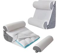 JORNH Orthopedic Bed Wedge Pillow Set, Support Pillows for Sleeping with soft Cushion,Memory Foam Wedge Pillow Support Cushion, Bed Wedge for Back and Leg Pain Relief,(white-gray)