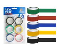 JOROBA 6 Pack Mixed Colour Electrical Insulation Tape Adhesive Gaffer PVC Tape 17mm x 8m
