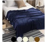 JOROBA Fleece Blanket King Size -200X241cm Luxury Coral Fleece Blanket Throw for Bed, Couch, Lounge Sofa - Fine Edging, Reversible Faux Fur Super Soft Fluffy Blanket (Navy Blue, King (U.K. Standard)