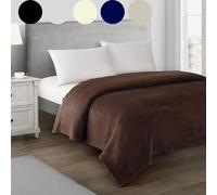 JOROBA Fleece Blanket King Size -200X241cm Luxury Coral Fleece Blanket Throw for Bed, Couch, Lounge Sofa - Fine Edging, Reversible Faux Fur Super Soft Fluffy Blanket (Dark Brown, King (U.K. Standard)