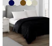 JOROBA Fleece Blanket King Size -200X241cm Luxury Coral Fleece Blanket Throw for Bed, Couch, Lounge Sofa - Fine Edging, Reversible Faux Fur Super Soft Fluffy Blanket (Black, King (U.K. Standard)