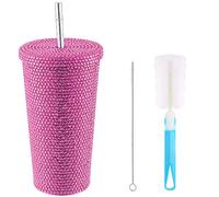 JOROBURO 500ml Water Bottle, Bling Rhinestone Decoration Vacuum Water Cup, Bling Water Bottle Rhinestone Thermal Mug Stainless Steel Diamond Tumbler Straw Cup Glitter Coffee Mug for Women(#6)
