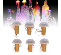 JOROBURO 6pcs Solar Bottle String Light, Decorative LED Wine Bottle Light with Cork, Solar Powered Wine Bottle Lights Operated Fairy Mini String Lights for Christmas Party Wedding Home