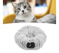 JOROBURO Cat Tunnel Bed, Soft Plush Washable Multifunctional Folding Round Pet Tube Toy, Cat Tunnel Foldable Donut Tunnel with Fluffy Toy Balls for Indoor Cats Kittens Puppy