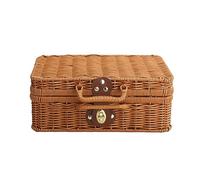 JOROBURO Retro Plastic Wicker Suitcase & Handwoven Willow Bins with Handles, Rustic Wicker Baskets, Picnic Bins (#3)