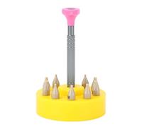 JOROBURO Watch Hand Setter Set, Stainless Steel Installation Tool with 10 Replacement Tips, Watch Hand Presser Tool for Hour Minute and Second Hands Repair (Yellow Base)
