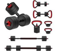 JOROTO 4 in 1 Dumbbells Sets, Adjustable Kettlebell Weights Dumbells Set Barbell with Connector 1.25/2.5/5/10KG Dumb Bells Set for Men Women Push up Stand and Ab Roller for Home Gym Workout - JD10