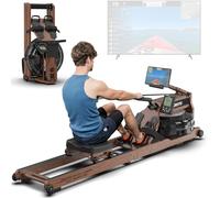 JOROTO Rowing Machine for Home Gym Oak Wood Foldable Rower Machine 400LBS Weight Capacity with Bluetooth, Adjustable Tablet Holder