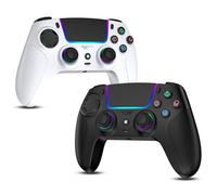 JORREP 2 Pack Wireless Controller for PS4,Gamepad Joystick Compatible with PS4/PS3/Pro/Steam Deck/PC with RGB Lighting/Dual Vibration/Turbo/Motion Sensor/Programmable/Headset Jack,Black and White