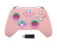 JORREP Wireless PC Controller with Hall Effect Joysticks,2.4G & Wired 1000Hz Polling Rate,Programmable Buttons,RGB Lighting,Turbo & Dual Vibration Compatible with PC/Steam/Android (Pink)