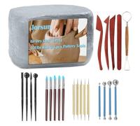 Jorsun Natural Air-Dry Clay Natural, Non-Toxic All-Purpose Compound 10LBs with 23 Pcs Pottery Tools Clay Sculpting Tool Set, All-Purpose Modeling Clay (Grey & Tools)