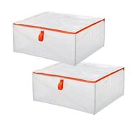 Jortmrd 2 x 92L Large Storage Bags Under Bed Storage Box with Zippers and Handle Waterproof Transparent for Moving House and Clothes Storage