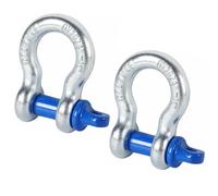 Jortmrd Pack of 2 1/2 inch shackles, 2.0 t high-strength U-shackle curved with threaded bolts, hot-dip galvanised steel, for camping, climbing, transport, pulleys and load lifting (2 pieces, WLL: 2.0t