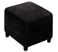 JORTUIO Ottoman Cover Square 40x40/45x45/50x50cm Stretch Velvet Jacquard Cube Storage Ottoman Slipcover Footrest Foot Stool Cover Footstool Slipcovers Anti-Slip Furniture Protector(#16,40x40x40cm)
