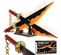 Jorumo Sword Building Set, 82in Double Blade Tengen Uzui Sword Building Block with Stand, Handmade Cosplay Anime Sword Toy Building Set for Collecting and Gifting 1478Pcs