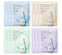 JORUN 12 Pcs Essence Hydrating Sheet Face Mask Set - Korean Sheet Masks Moisturizing,Anti-Aging, Brightening Face Masks Beauty Multipack - Vegan Face Mask Skincare for All Skin Types