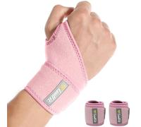 Jorun 2 Pcs Pink Wrist Brace Supports for Left Right Hand - Adjustable Pressure Hand Wrist Straps Support - for Pain Relief, Sports,Work Men and Women