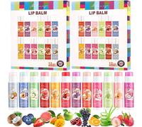 Jorun 24 Pcs Lip Balm Set - 12 Flavors Moisturiser Natural Organic Change Color Lip Balm Multipack Care Stick - Lip Balm for Kids Mens Girls Womens
