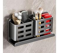 Jorun Grey Toothbrush Holder Wall Mounted Aluminum Material Toothpaste Holder Bathroom Accessory - Self-Adhesive Toothbrush Holders for Bathroom (4 Slots)