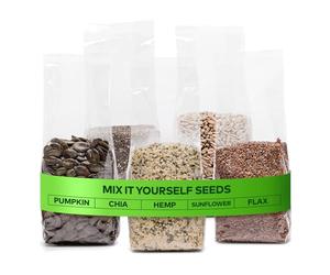 Jorus Mix It Yourself Seeds - 5 Separate Seed Packs for Custom Blends - Chia, Hemp, Pumpkin, Flax & Sunflower, Natural Source of Fibre & Protein, 5 × 200 g