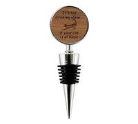 Jorvik Wood Funny Wine Bottle Stopper, It's not drinking alone... if your cat is at home