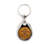 Jorvik Wood Gingerbread Man Keyring - Custom Cute Christmas Cookie Keychain for Holiday Lovers & Gift Giving