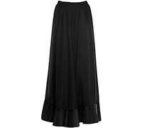 JORXG Flamenco Skirt Spanish Women, Flamenco Rehearsal Skirt Long Black Red Ruffles Simple Double Ruffle for Women Skirt Dance Dance Class Party (M, Black Single Ruffle)