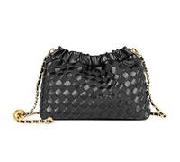 Joryin Trendy Dumpling Women's Crossbody Bag - Evening Clutch Hobo Cloud Purse, Woven Leather-basalt Black