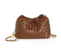 Joryin Trendy Dumpling Women's Crossbody Bag - Evening Clutch Hobo Cloud Purse, Woven Leather-brown