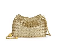Joryin Trendy Dumpling Women's Crossbody Bag - Evening Clutch Hobo Cloud Purse, Woven Leather-champagne Gold