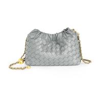 Small Crossbody Bag For Women Trendy.Dumpling Bag Clutch Purse For Women Evening Bag Cloud Purse Vegan Leather Hobo Bag, Woven Leather-pewter Gray