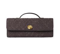 Joryin Woven Purse for Women Evening Clutch Woven Leather Handbags, Chocolate Woven Suede