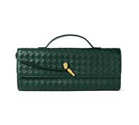 Joryin Woven Purse for Women Evening Clutch Woven Leather Handbags Crossbody Bag Formal Evening Bag, Emerald Green Woven Leather, 1.7" x 12.2" x 5.1"
